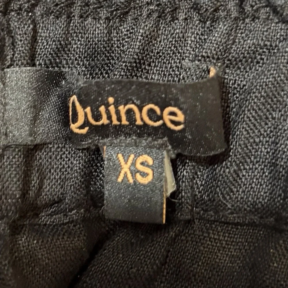 Quince European Linen Jumpsuit XS Black Square Neck Belted Minimalist Travel